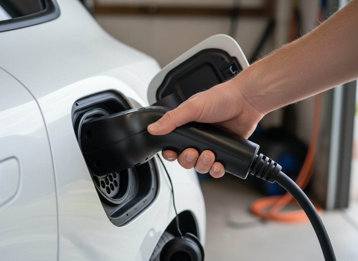 Close-up van laadpaal - detail van de apparatuur in de zomer