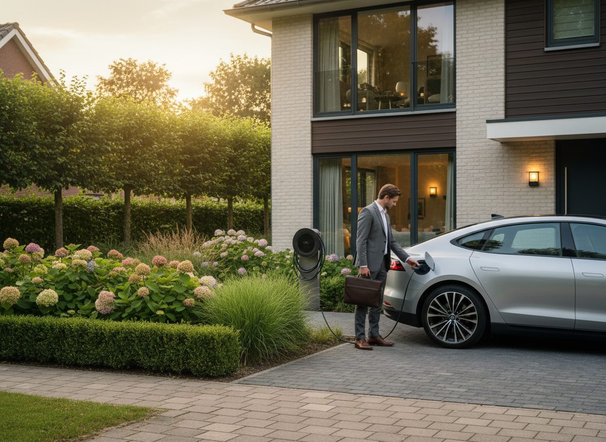 laadpaal in gebruik door huiseigenaar in de winter